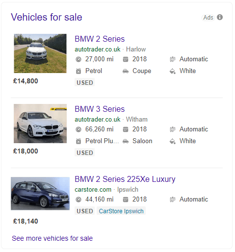 bing car ads
