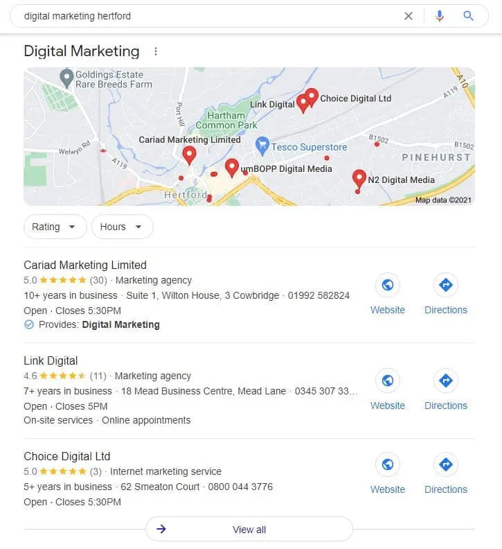 How to Set Up Google My Business: The 8 Step Guide - local pack