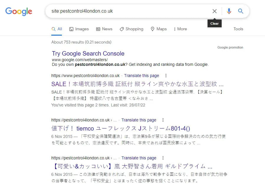 Website Domain Authority Hijacking - pestcontrol4london