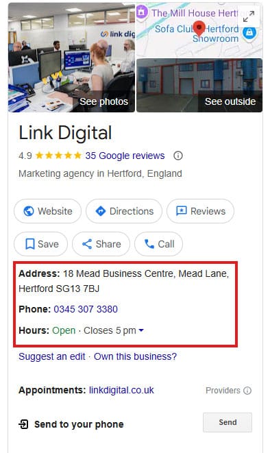 Is Your Google Business Profile Costing You Leads? - linkdigital google profile Opening Hours